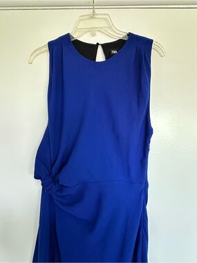Zara Royal Blue Sleeveless Knot Detail Dress